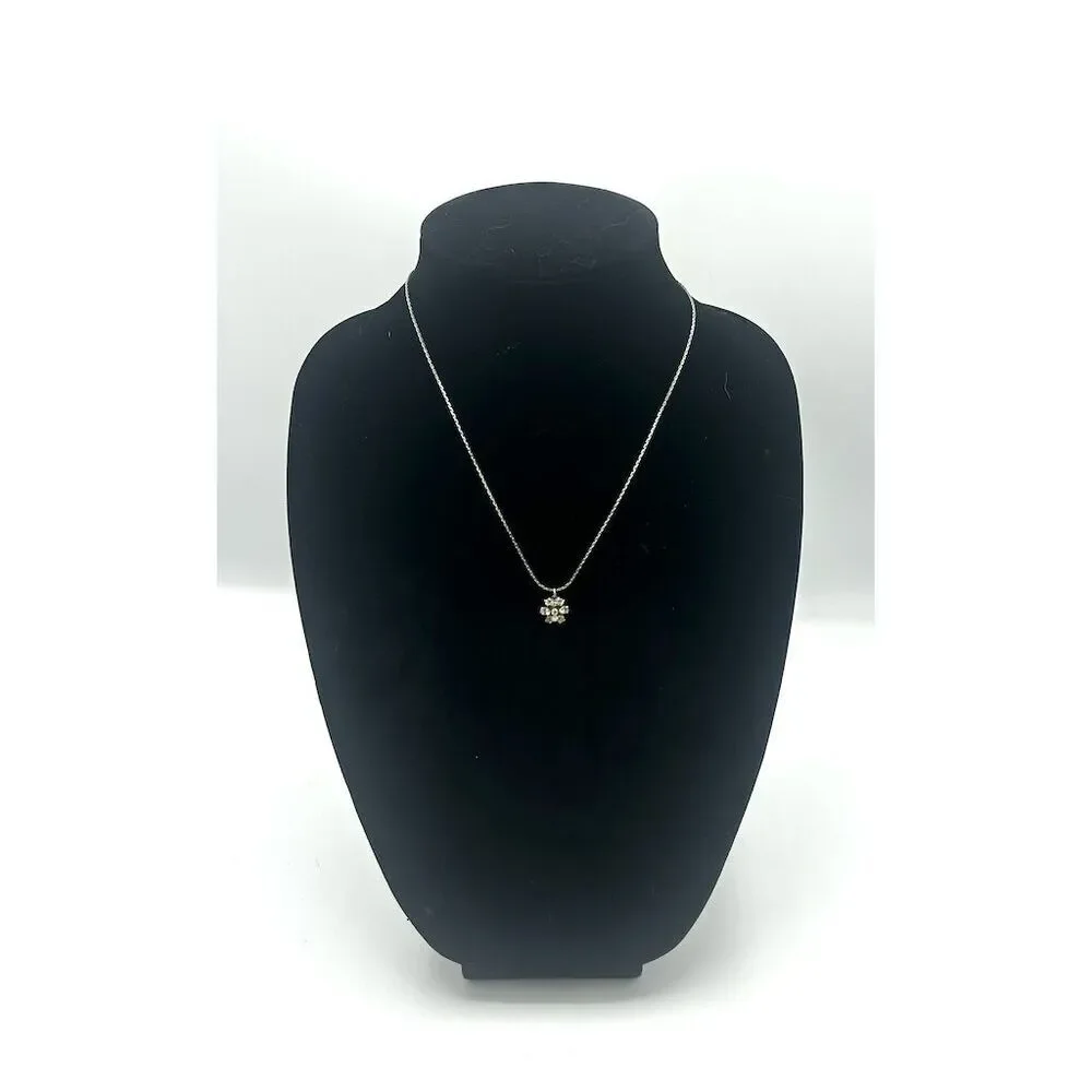 Avon Silver Tone Rhinestone Flower Necklace - Picture 1 of 3